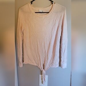 Pink Front Tie Sweater